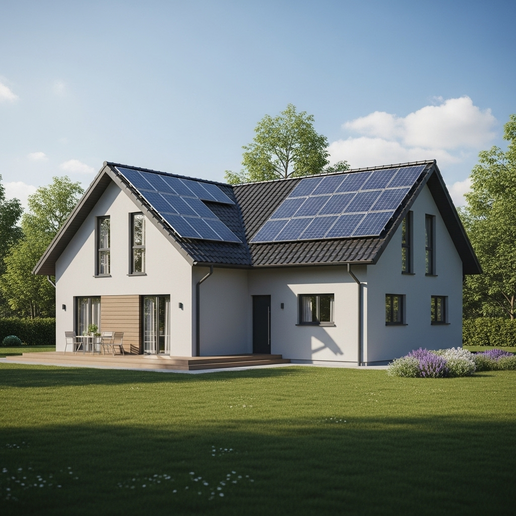 Maison avec panneaux solaires
